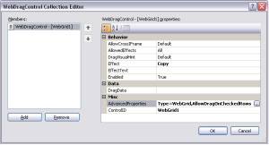 WebDragControl Collection Editor dialog box