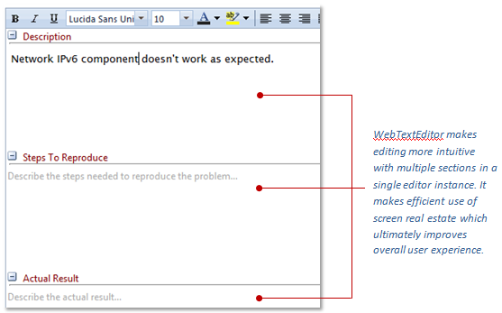 Intersoft WebTextEditor with multiple section implementation