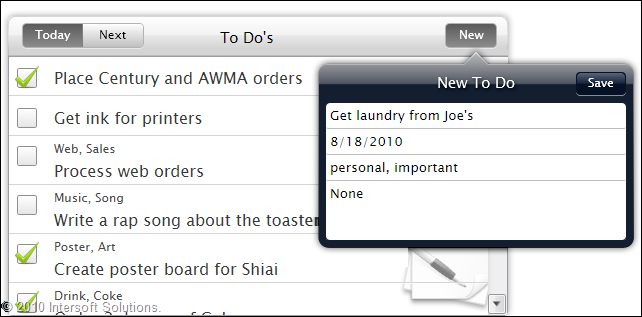 Elegant to do list with iPad-style pop over interface