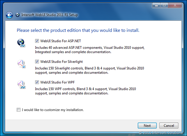 WebUI Studio 2011 Setup Customization