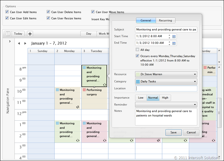 UXScheduleView rich editing form