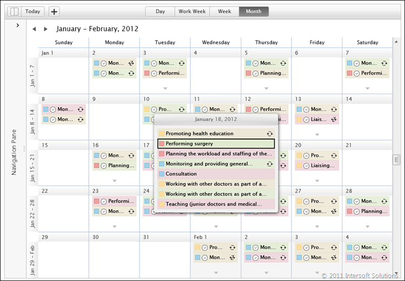 UXScheduleMonthView with more popup