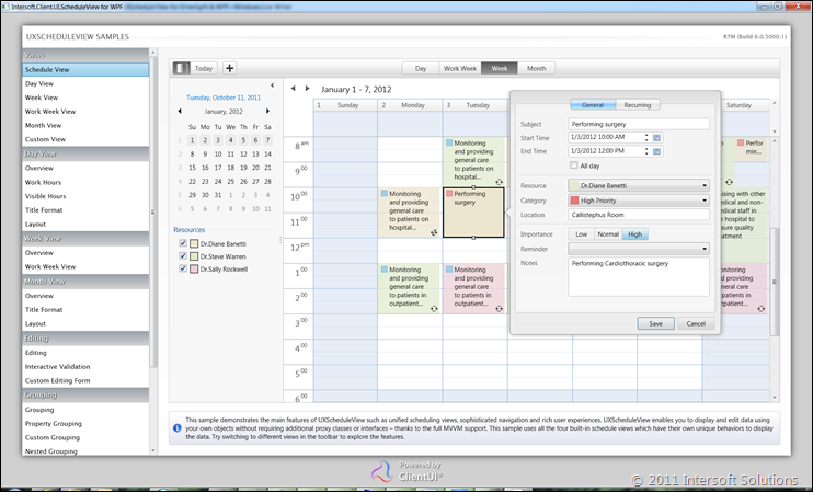 UXScheduleView for WPF