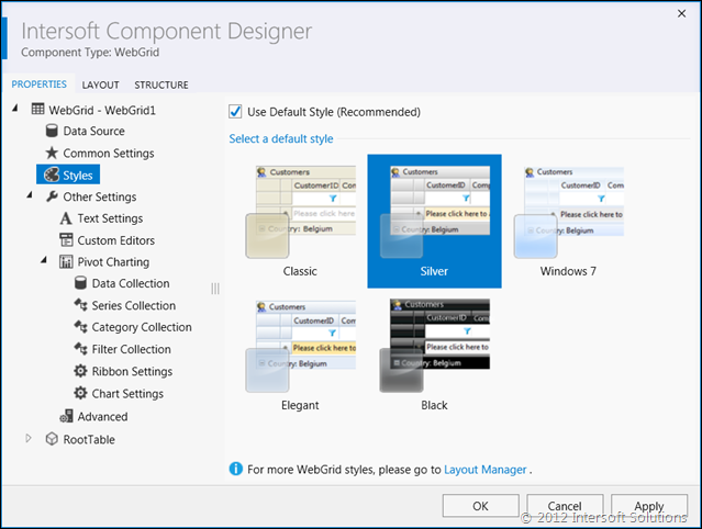 WebGrid Designer for Visual Studio 2012
