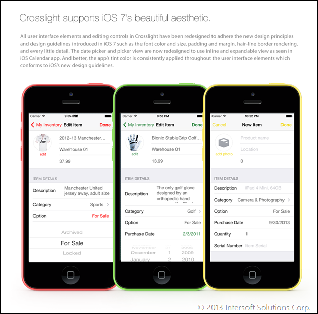 Crosslight applies iOS 7 design principles